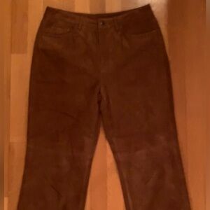 Brown Suede Leather Pants Talbots Size 8